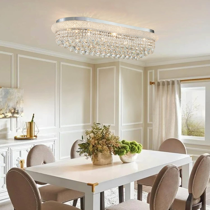 Luxury 36-Inch Modern Rectangle Crystal Chandelier for Living Room ...