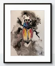 Original Art Beetle 3 9x12 Paper Abstract Painting Expressionism Nature Fine Art