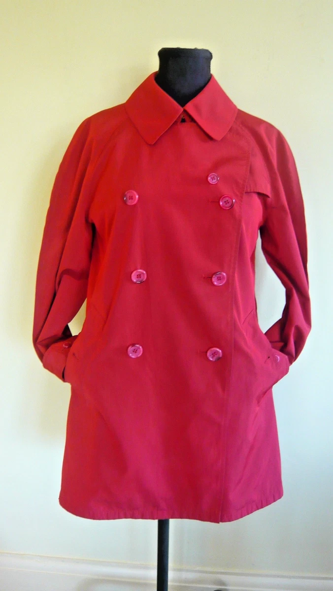 Gabardina corta clásica vintage Burberry damas rojo ladrillo talla 12 renovada