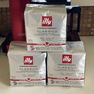 3 Pack Illy iperEspresso Classico Filtre Coffee Capsules  54 Count Total