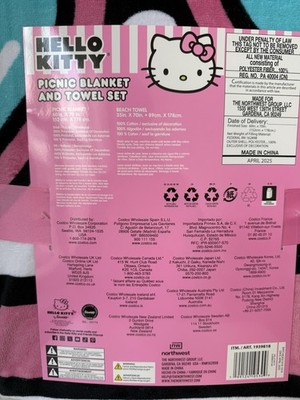 New Hello Kitty Costco Picnic Blanket & Beach Towel Set Pink