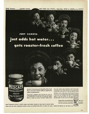 1946 Nestle Nescafe Instant Coffee Judy Canova movie star Vintage Print Ad