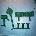 4 Vintage 60's Marx Flintstones Playset Replacement Stool Lunch Gas Sign Mailbox