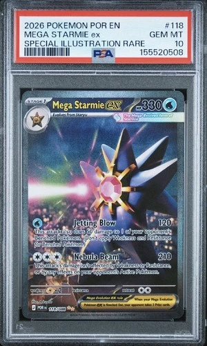 2026 POKEMON PERFECT ORDER SPECIAL ILLUSTRATION RARE #118 MEGA STARMIE EX PSA 10
