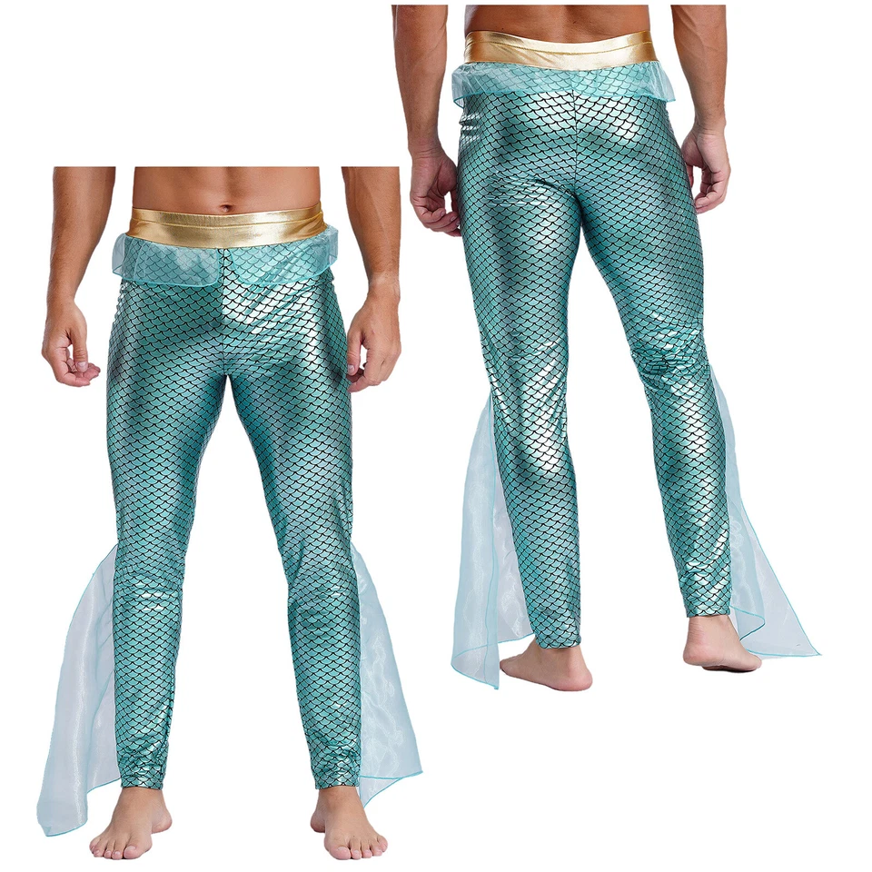 Herren König Der Meere Kostüm Unterwasserwelt Faschingskostüme Fischschuppe Hose - Bild 1 von 1