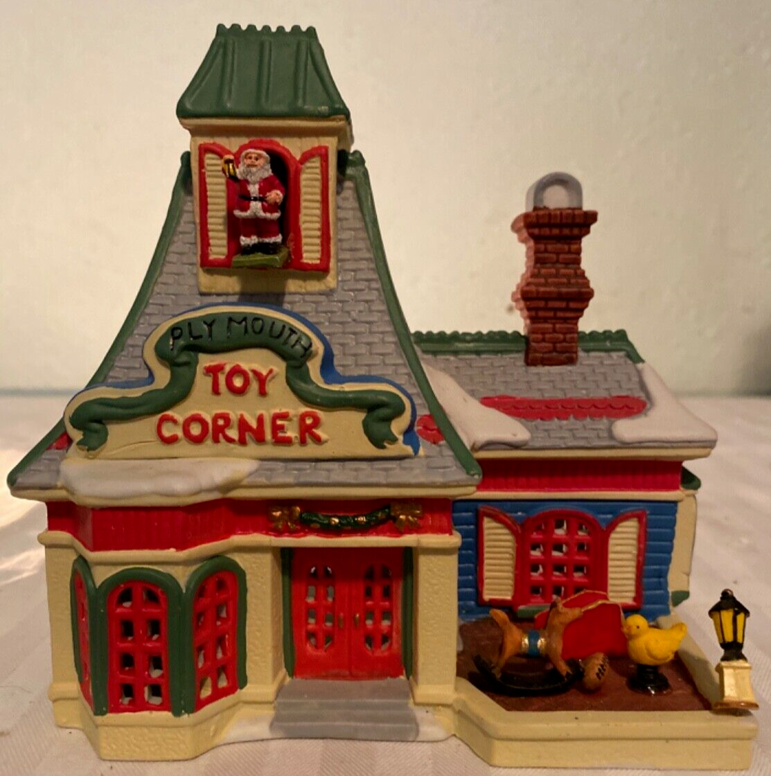 Lemax Plymouth Corner Toy Corner Lighted Porcelain House ~ 1999