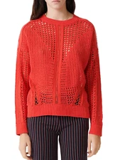 Maje Women Mazet Open Knitwork Cotton Sweater Rouge Size 1/S