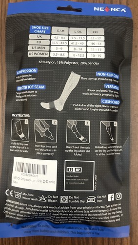NEENCA 1 Pair Compression Socks Athletic Calf Socks Small/Med New Unisex Black - Picture 4 of 4