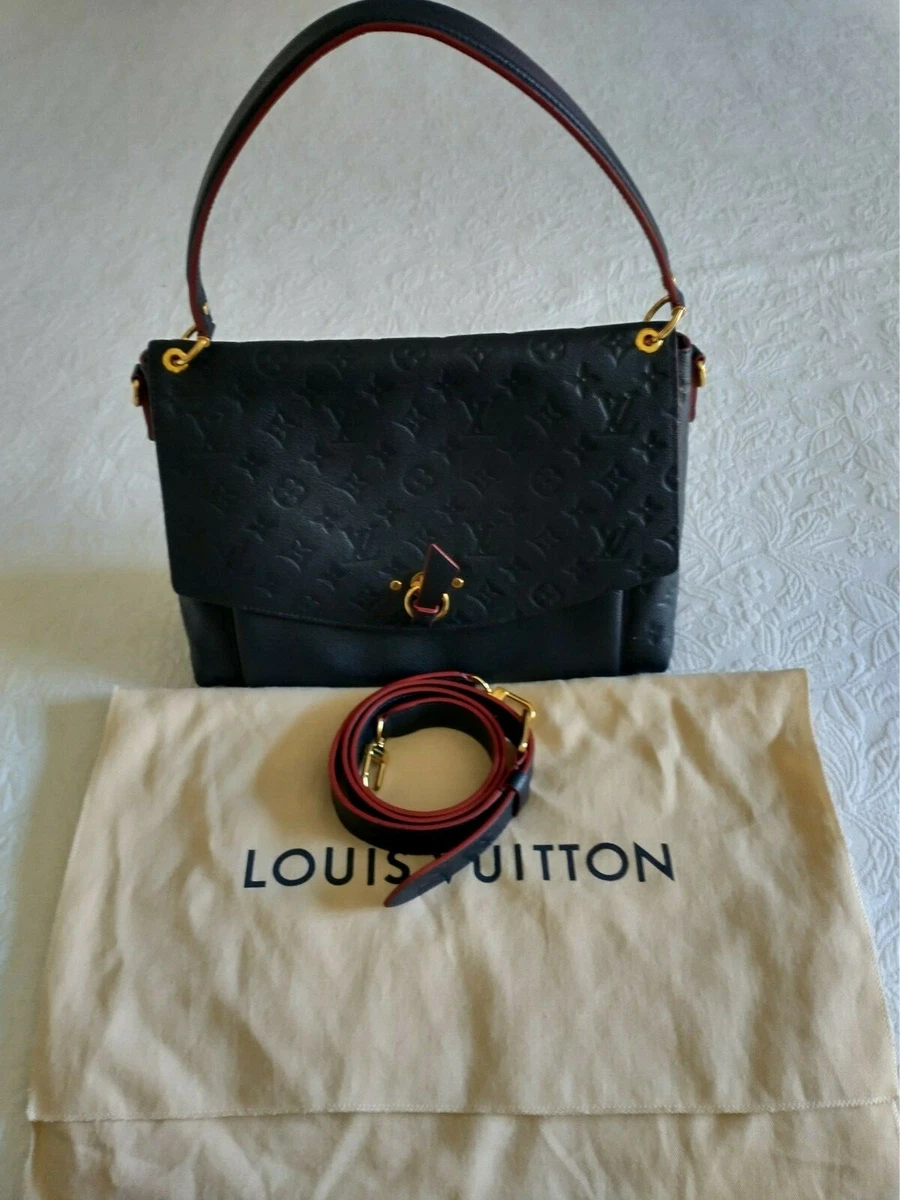 Louis Vuitton Navy Blue Red Leather Monogram Empreinte Blanche BB