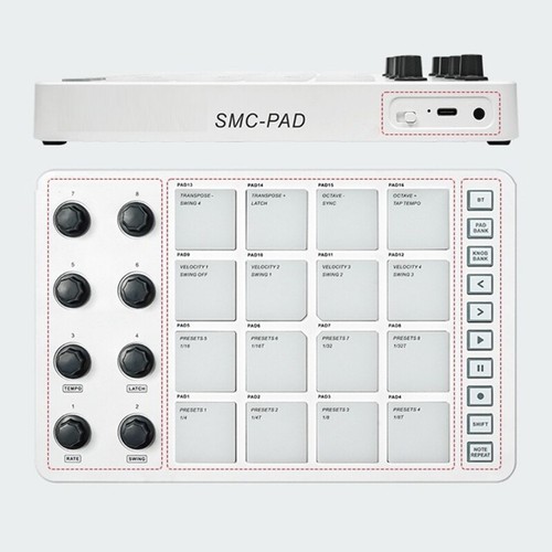 Practical MIDI Keyboard Controller with 16 Backlit Drum Pad Wireless Velocities - Picture 6 of 8