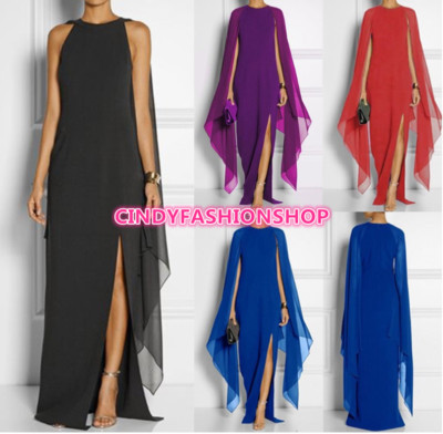 Women Chiffon Batwing Sleeve Side Split Evening Long Maxi  Prom Party Dress P20