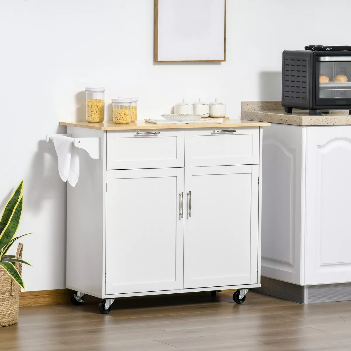 Rolling cheap kitchen bench