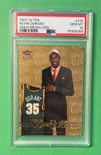 2007-08 FLEER ULTRA KEVIN DURANT GOLD MEDALLION LUCKY 13 #232 PSA 10 GEM MINT