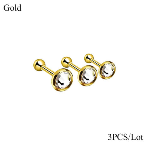 3X Ohrstecker Aus Chirurgenstahl Mit Edelsteinstab Für Tragus-Helix- ① ☇ ❃ - Bild 8 von 22