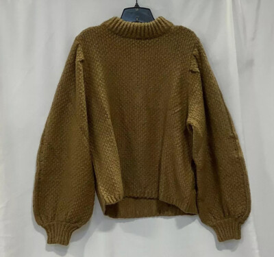 ASOS Design Womens Crew Neck Shoulder Pad in Stitch Brown Jumper Sweater  Size 14
