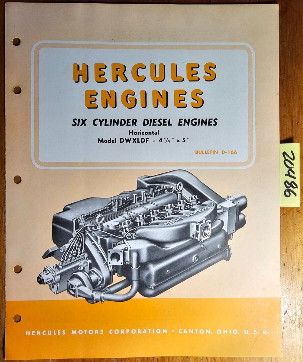 Hercules Motors Corp Six 6 Cyl DWXLDF Horizontal Diesel Engines