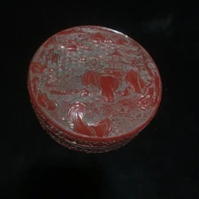 Collection Chinese Antique Lacquerware Handmade Exquisite Landscape Jewelry Box