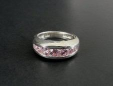 Pink Cubic Zirconia Stones Channel Set Sterling Silver 925 Size 6 Ring