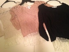 NEW! Cotton Emporium Sweater Girls Size Medium (5), Large (6), XL (16) Lace Trim