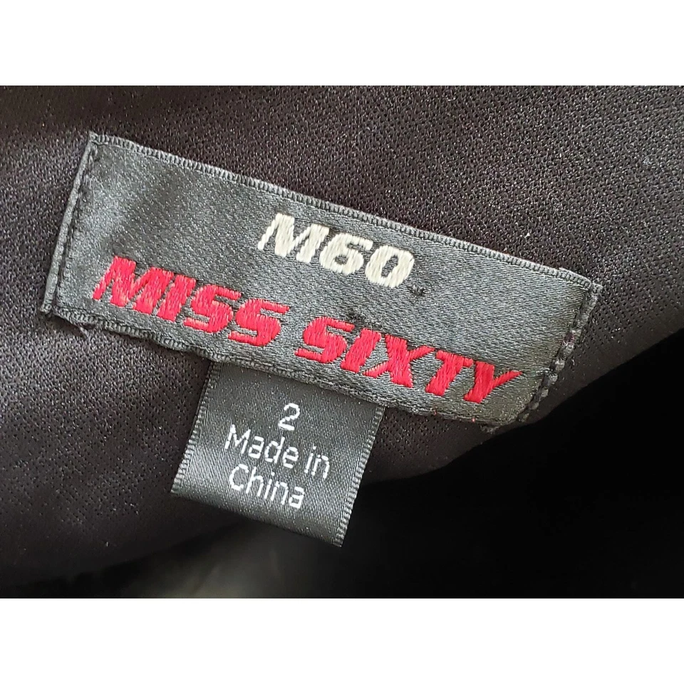 Vestido Vintage M60 Miss Sixty Hasta la Rodilla Talla 2 Negro Guepardo Terciopelo Forrado Foto 3 de 4