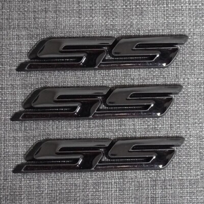 3x SS Badge Fender Trunk Emblem 3D Super Sport Badge Nameplate Gloss Black
