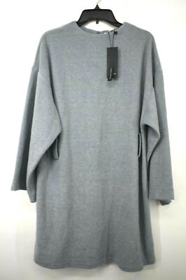 Lost Ink Women Long Sleeve Crew Neck Back Zip Drop Shoulder Sweater Dress M