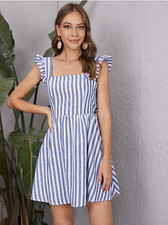 SHEIN WOMEN'S SIZE MEDIUM STRIP PRINT BACKLESS DRESS NEW IN ORIGINAL BAG