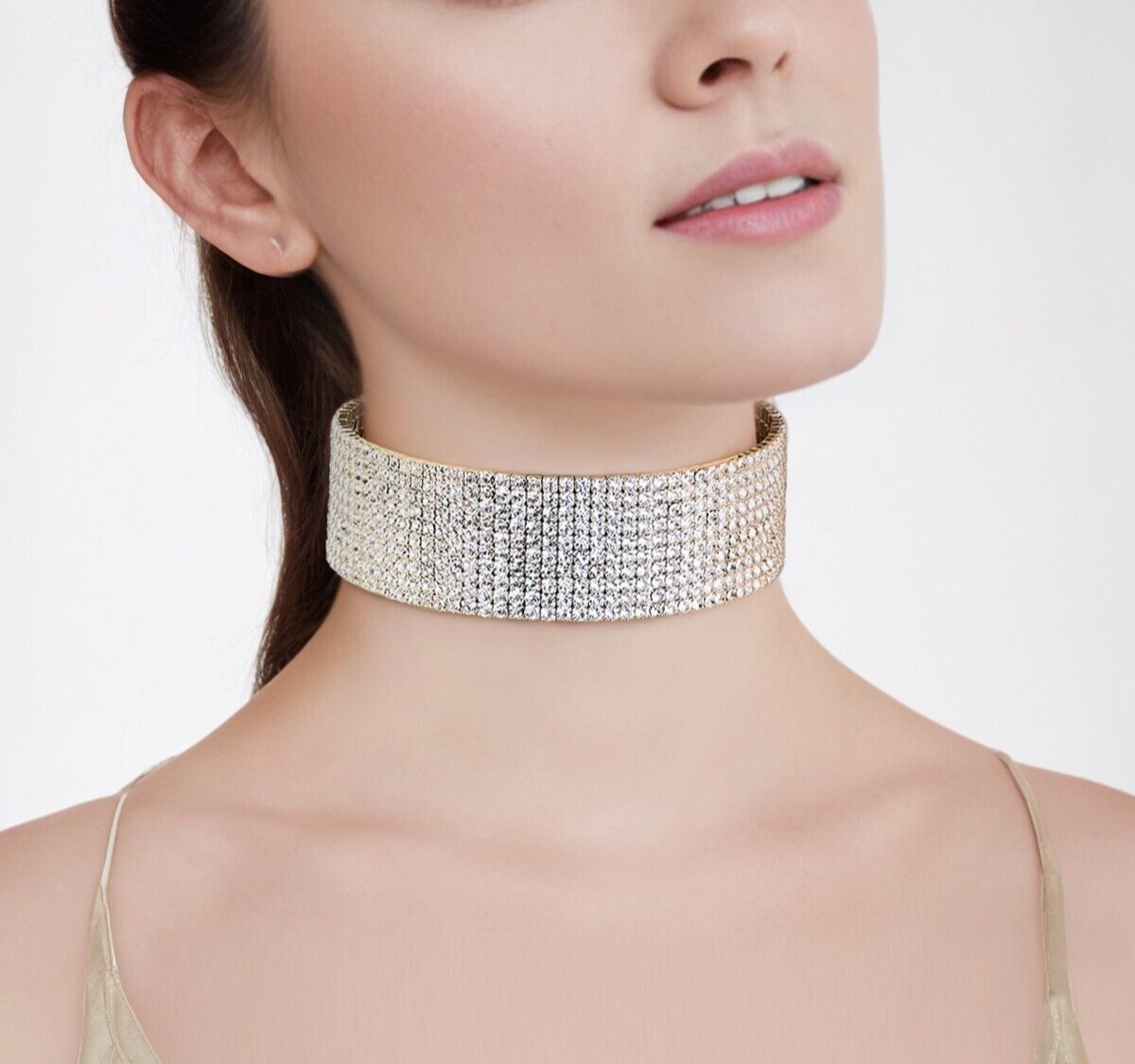 Collana Girocollo Con Strass E Castoni Donna, Bianco | Milano - Foto 3