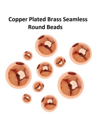 Copper Plated Brass Seamless Smooth Spacer Round  Beads  / Choose Size