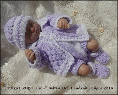 CLAIRE'S BABY & DOLL HANDKNIT DESIGNS BABYDOLL HANDKNIT DESIGNS KNITTING PATTERN ROMPER & JACKET SET B53 8-13" DOLL