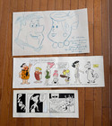 3- Flintstones Original Comic Strip Artwork 1-Signed By Don Sherwood/See Descrp