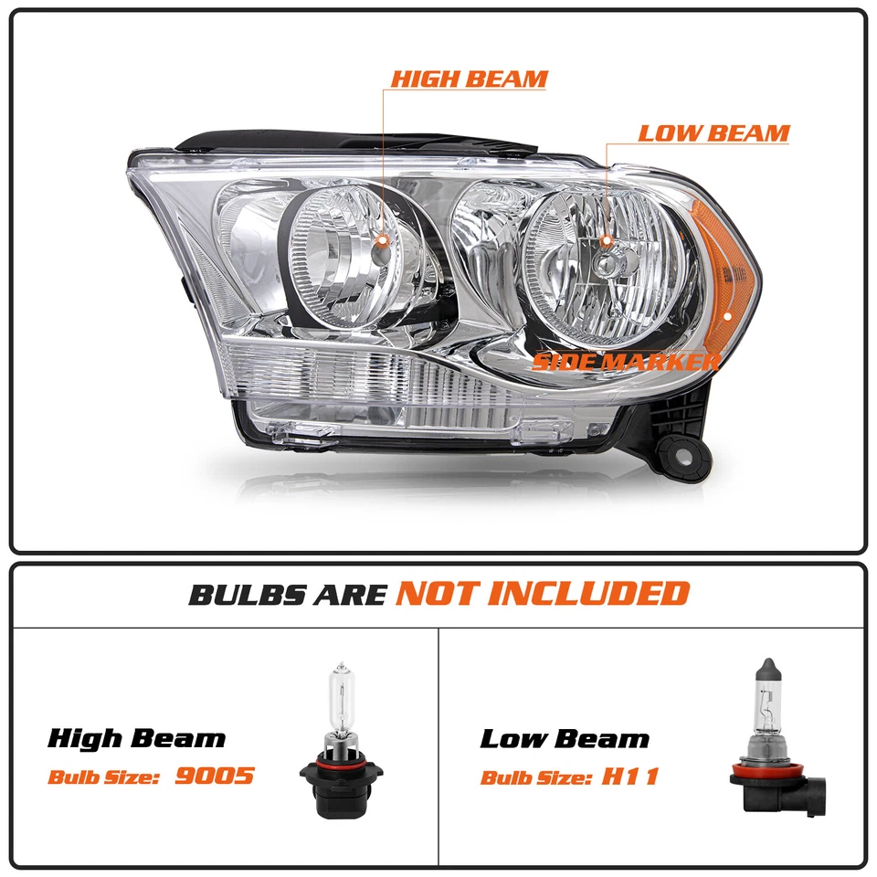 Par de faros cromados ámbar izquierdo y derecho para Dodge Durango 2011-2013 Foto 2 de 4