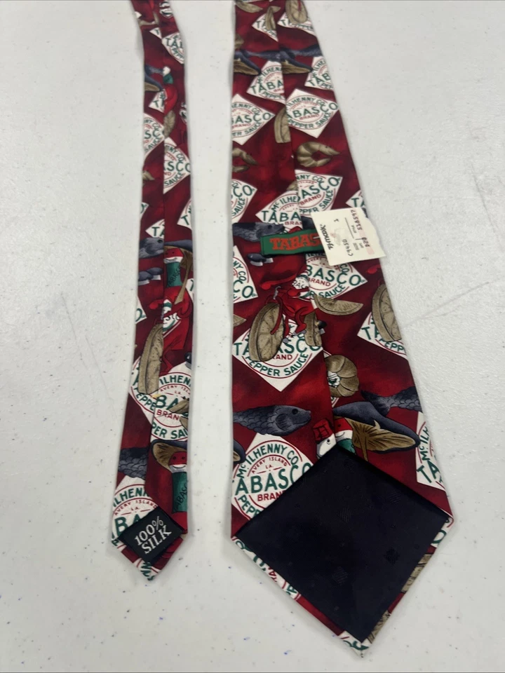 Tabasco мужской красный новинка Hot соус узор шелк шеи галстук $78 - Изображение 4 из 4