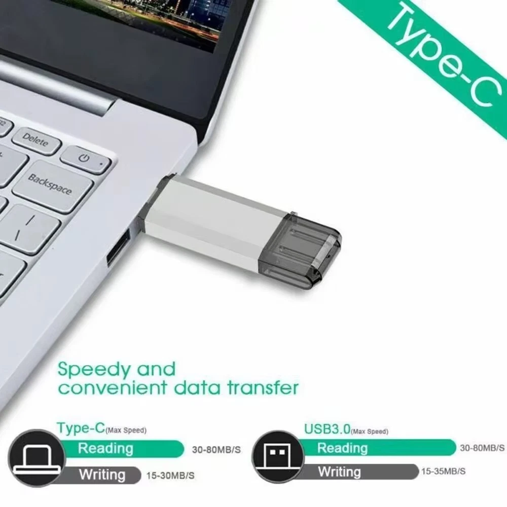 USB Flash Drive 2TB 2 in 1 OTG Type C USB 3.0 Universal Memory Stick