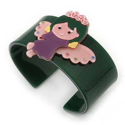 Kristall breites Engel Armreif Armband in grün/rosa/lila - 19 cm L/ groß