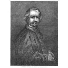 REMBRANDT Portrait of the Artist - Antique Print 1851