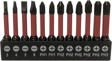 12 Pack Slotted Phillips Bits, 1/4 Inch Hex Shank Magnetic Impact Driver Bits S2