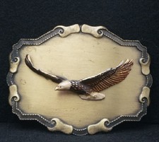 WA23173 VINTAGE 1970s  FLYING BALD EAGLE  RAINTREE BELT BUCKLE