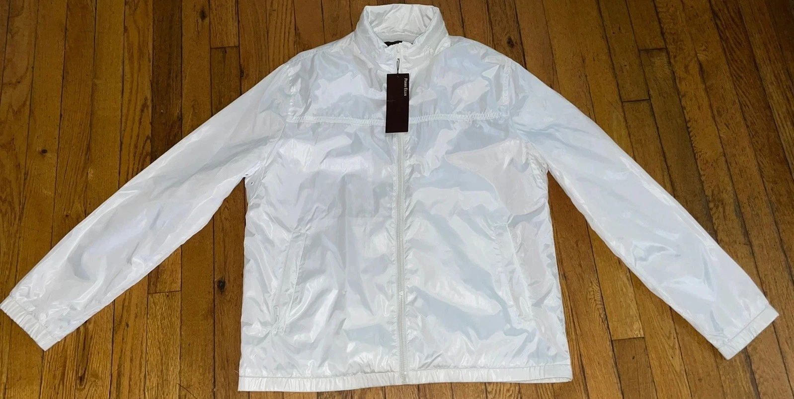 NWT Perry Ellis Full Zip Hooded Mens Size XL Jacket White - product detail image 2
