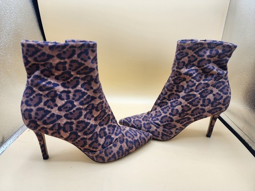 Jessica Simpson Alliye Faux Suede Leopard Cheetah Booties 8M Stiletto Zip Heels