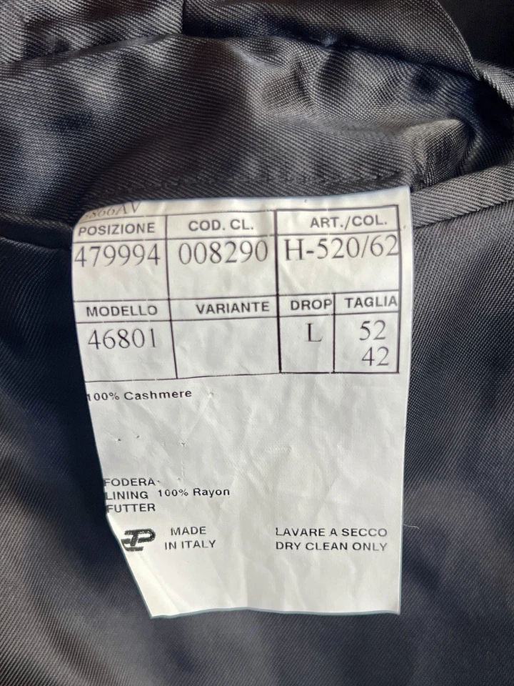 Abrigo de hombre Joseph Abboud italiano 100 % cachemir, nuevo sin etiquetas Foto 4 de 4