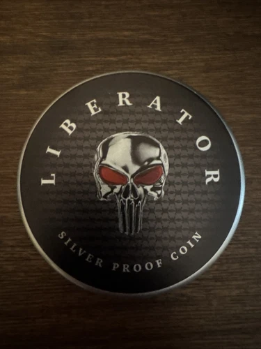 1 Oz Silver Coin Dark Side 2021 THE LIBERATOR Skull Proof Silver / Enamel Eyes