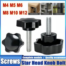 Carbon Steel Hand Knob Screws Bolt Plastic Star Shape Head Thread Clamping Thumb