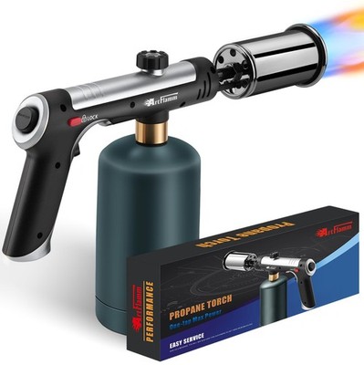 ARTFLAMM Powerful Propane Torch Gun, Flamethrower with Turbo Mode, Silver 