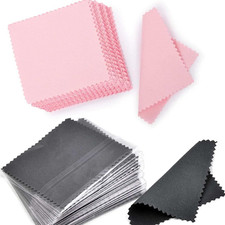 50Pcs Pink Jewelry Cleaning Cloth and 50Pcs Dark Grey Polishing Cloth