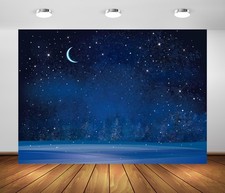 BELECO 7x5ft Fabric Winter Wonderland Night Snowfall Backdrop 7x5FT, A50026