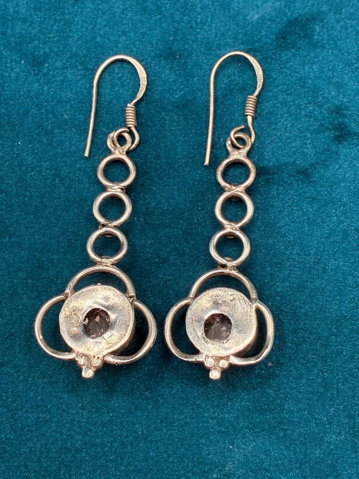 Pendientes colgantes de plata de ley 925 piedras labradorita hechos a mano artesanalmente 2" Foto 4 de 4