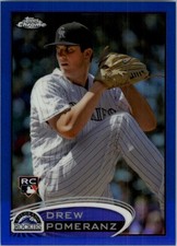 2012 Topps Chrome Blue Refractor #155 Drew Pomeranz /199 Rockies Rookie Card. rookie card picture