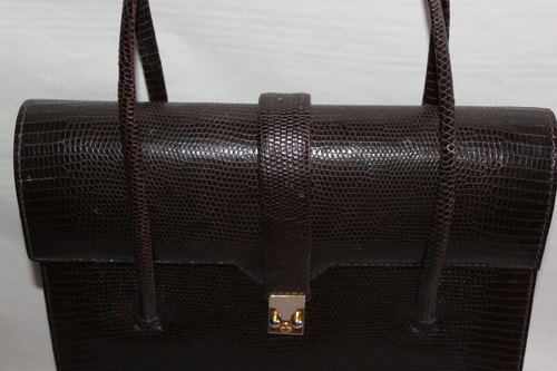 Sac à main BERMA vintage en lézard marron - Picture 3 of 12