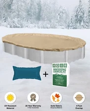 16'x25' Oval Above Ground Winter Pool Cover + 4x8 Air Pillow + Winterizing Kit